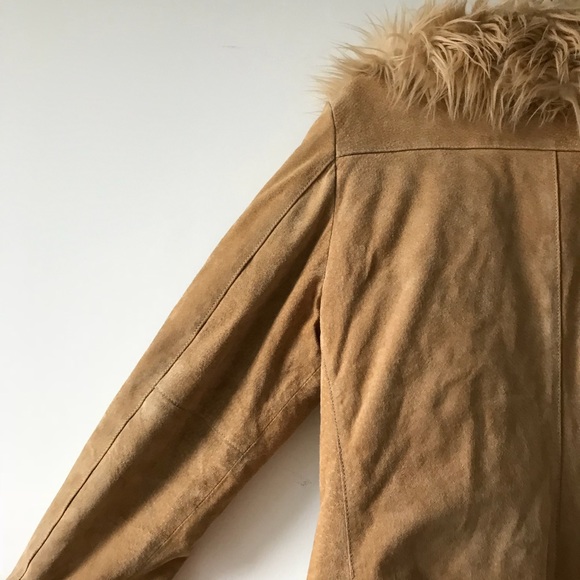 WILSONS LEATHER ~ Vintage Tan Fur Leather Penny Lane Coat - Picture 6 of 7
